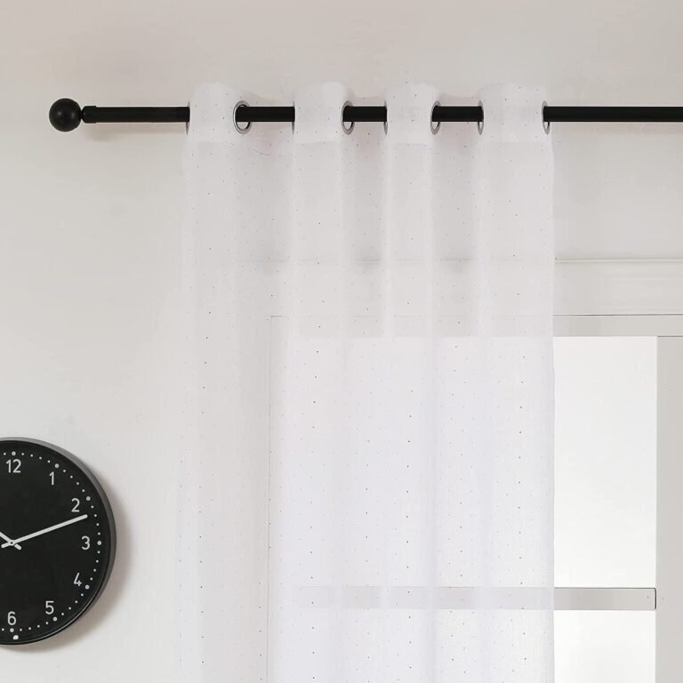 Visillos de dormitorio Lunares en Dorado Blanco, Traslucido para Salón Sala de Estar, Medidas (140x260cm). - Imagen 4