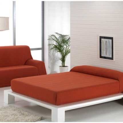 Cubre sofá Multiusos, jarapas Espiga ,Tonos Naranja y Rojo 80% Algodón, 20% Poliéster.