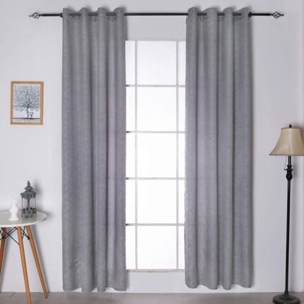 Cortinas tela salas grises modelo geométrico con 8 ollaos Modernas para Ventana Hogar Salón Dormitorio.