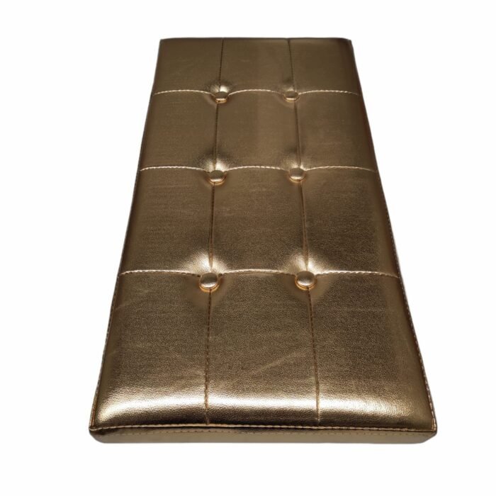 Baúl Puff pulí piel Taburete para almacenaje Plegable en Oro, 76 x 38 x 38 cm.