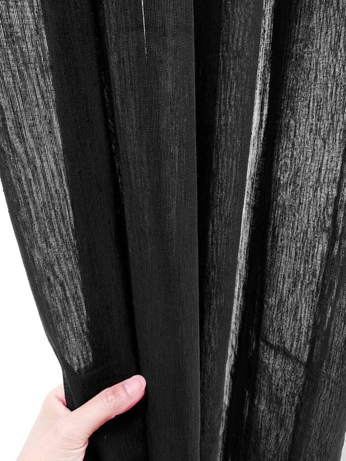 Cortinas traslucidos visillos para Ventanas y Puertas de salón ,habitación,dormitorio,sala color Negro ( N 0575). - Imagen 3