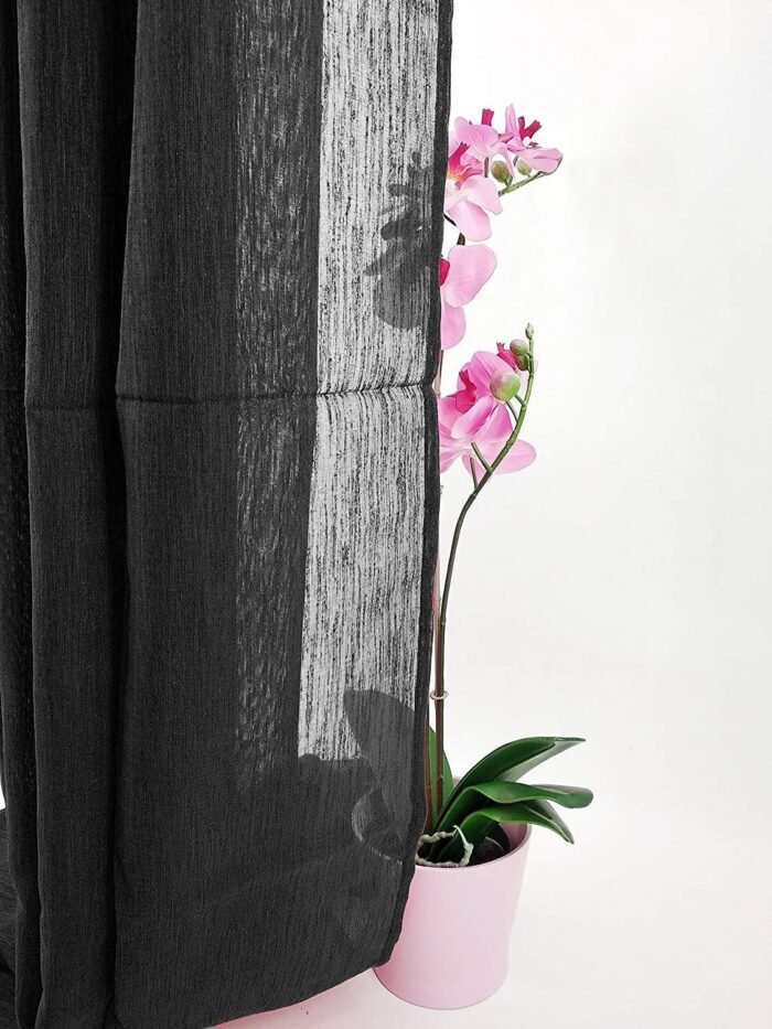 Cortinas traslucidos visillos para Ventanas y Puertas de salón ,habitación,dormitorio,sala color Negro ( N 0575). - Imagen 5