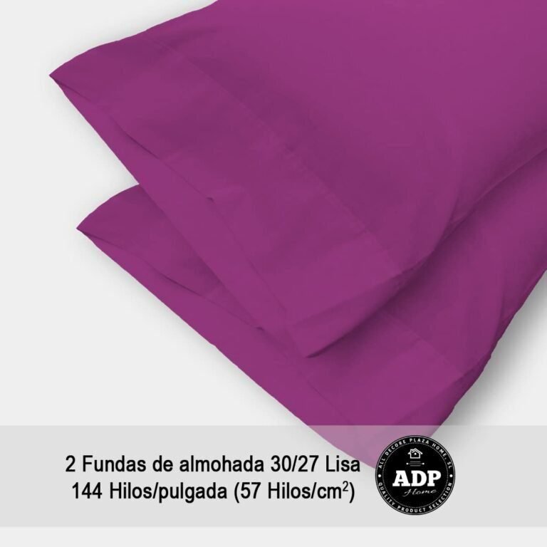 Fundas de almohadas para cama lisos en purpura de 50%50 polialgon144 Hilos. - Imagen 2