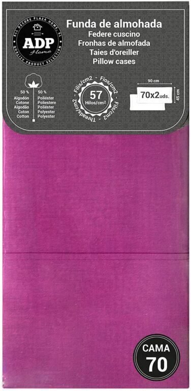 Fundas de almohadas para cama lisos en purpura de 50%50 polialgon144 Hilos. - Imagen 4