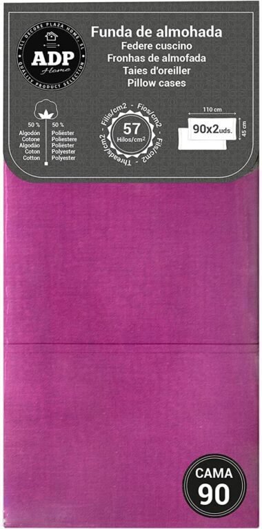 Fundas de almohadas para cama lisos en purpura de 50%50 polialgon144 Hilos. - Imagen 6