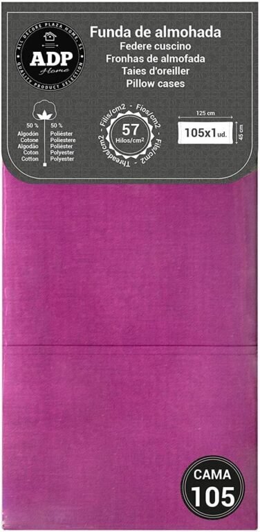 Fundas de almohadas para cama lisos en purpura de 50%50 polialgon144 Hilos. - Imagen 7