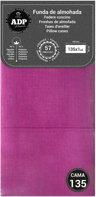 Fundas de almohadas para cama lisos en purpura de 50%50 polialgon144 Hilos. - Imagen 8