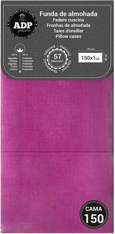 Fundas de almohadas para cama lisos en purpura de 50%50 polialgon144 Hilos. - Imagen 9