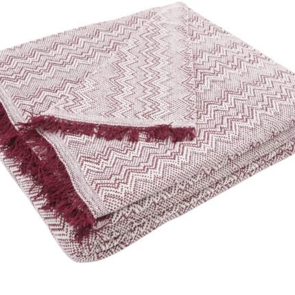 Cubre sofá Multiusos jarapas Composición del tejido: 80% Algodón, 20% Poliéster Fabricado en España zigzag, crudo granate.