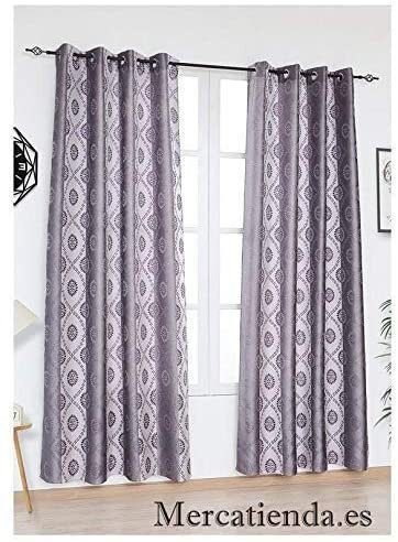 Cortina, sala, dormitorio, ventana , salones color / Lila con 8 ollaos de acero de tela brocadas .