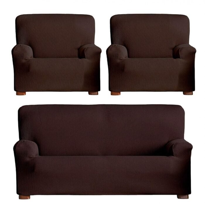FUNDAS/PROTECTORES DE SOFÁ DE ALTA ELASTICIDAD: EN COLOR MARRON. - Imagen 9