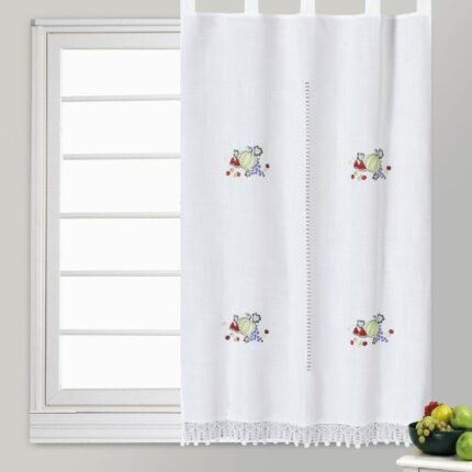 Cortinas Rústicas Bordadas 1m para Cocina - Ventanas y Puertas