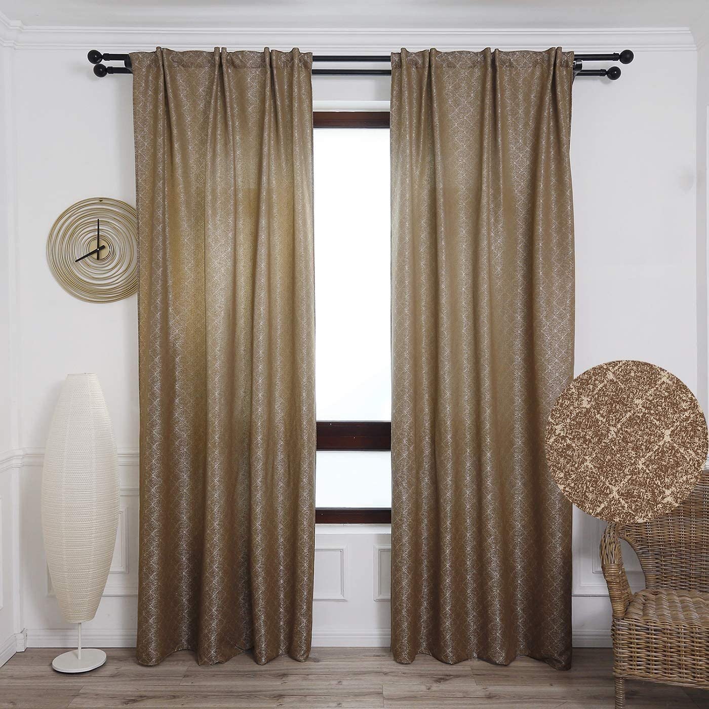 Cortinas con 3 Formas de(uso) con diseño Rombos , para Salón ,Habitación con Efecto de visillo 140X260cm.