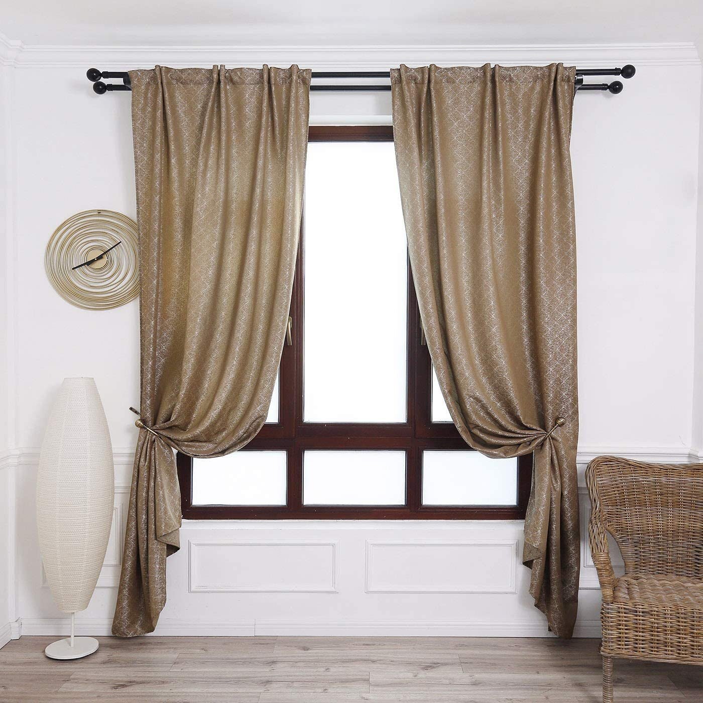 Cortinas con 3 Formas de(uso) con diseño Rombos , para Salón ,Habitación con Efecto de visillo 140X260cm. - Imagen 3