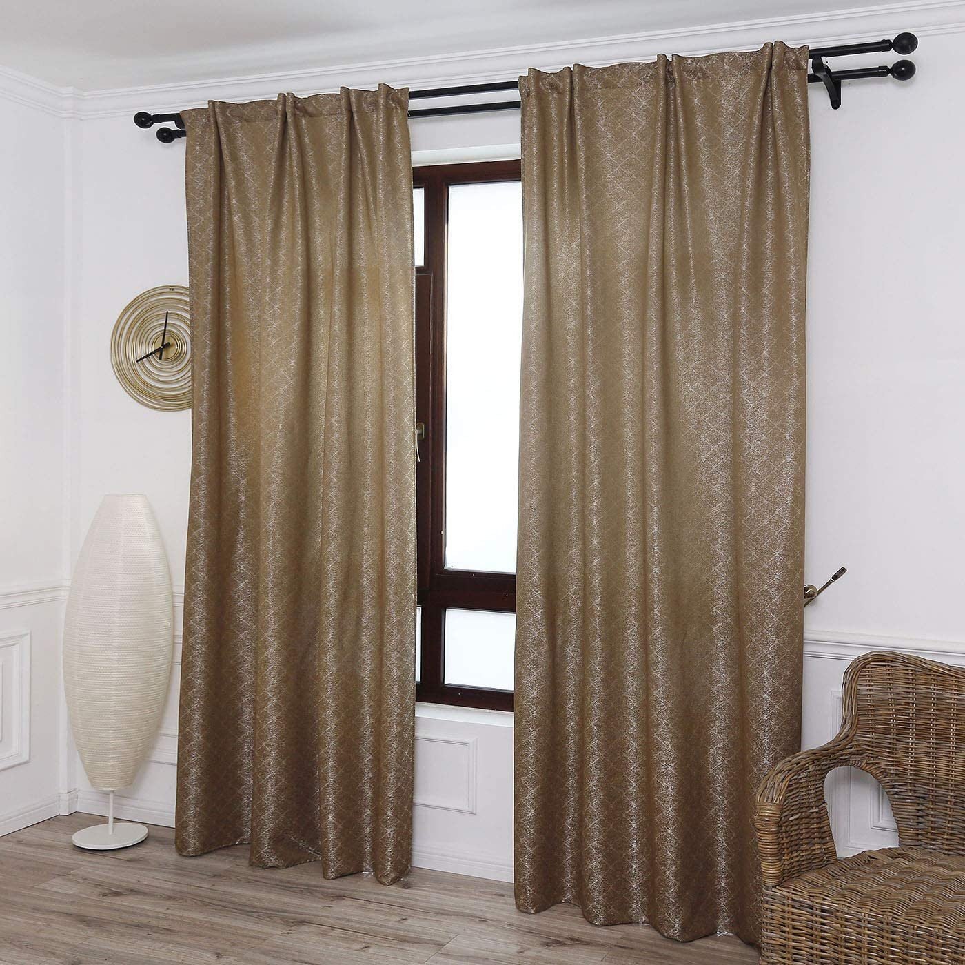 Cortinas con 3 Formas de(uso) con diseño Rombos , para Salón ,Habitación con Efecto de visillo 140X260cm. - Imagen 4