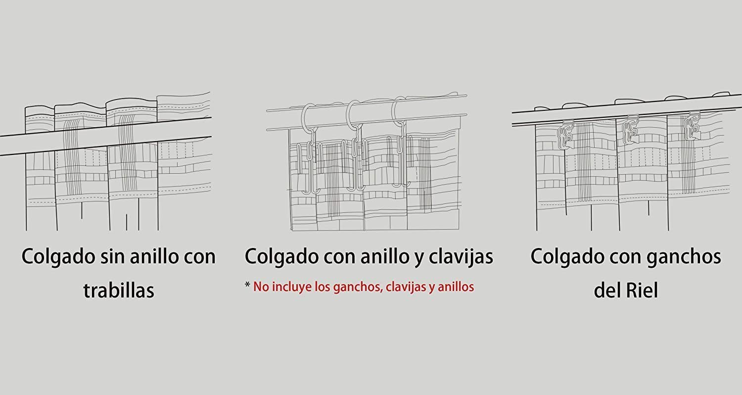 Cortinas con 3 Formas de(uso) con diseño Rombos , para Salón ,Habitación con Efecto de visillo 140X260cm. - Imagen 6