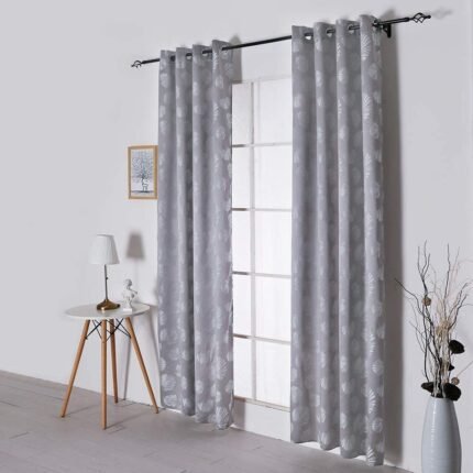 Cortinas semi opacas para ventana de salas ,dormitorio,habitación de color gris,color, Gris con 8 ojales de acero.