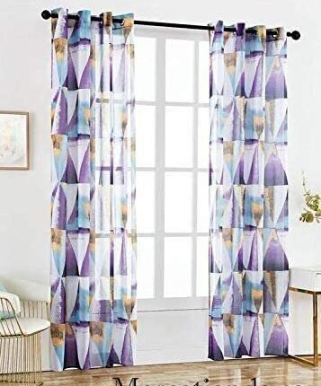 Cortinas de Visillo Azul Juveniles Estampados para Sala Paneles con Ojales acero para Salón Habitación.