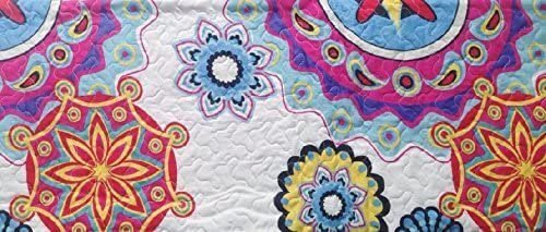 Colcha bouti cubre cama estampada cosida con Fundas de cojin 50-x-70cm para Primavera/Verano/otoño Modelo,( 2634) Rosa , Lila. - Imagen 2