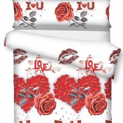 Juego de fundas nórdicas Lazos Estampado 3D blanco y rojo50% Algodón / 50% Poliéster / 144 Hilos.