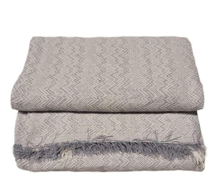 Cubre sofá Multiusos, jarapas algodón zigzag, crudo gris perla. - Imagen 2