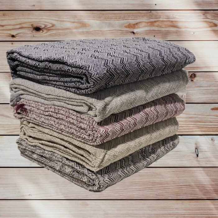 Cubre sofá Multiusos, jarapas algodón zigzag, crudo gris perla. - Imagen 3