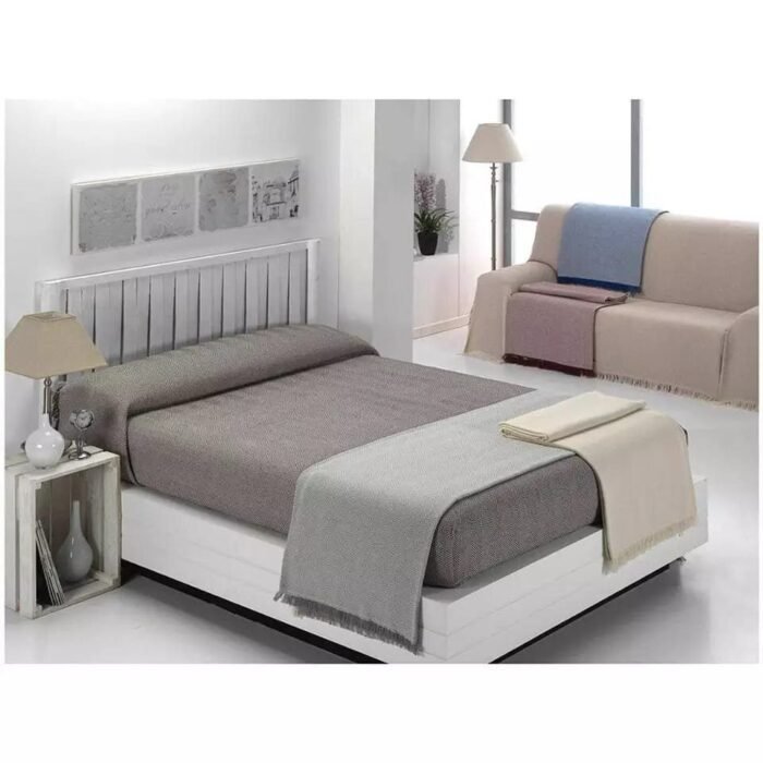 Cubre sofá Multiusos, jarapas algodón zigzag, crudo gris perla. - Imagen 6