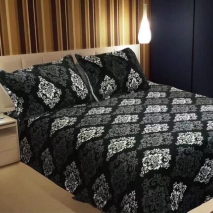 Edredón Nórdico de Invierno de Sedalina y Sherpa - Edredón Térmico, Suave y Cálido Modelo Vintage en Negro para Cama de 90, 120,135 y 150cm