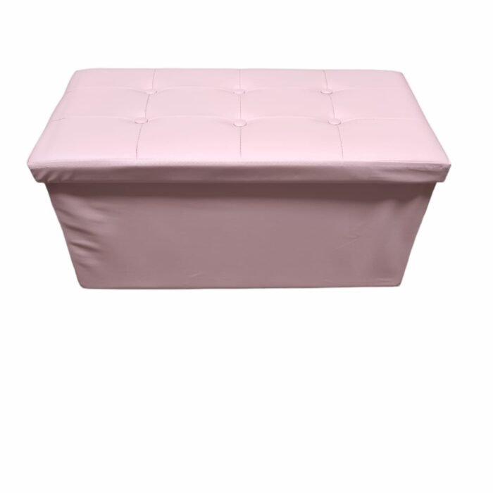 Baúl Puff pulí piel Taburete para almacenaje Plegable en Rosa, 76 x 38 x 38 cm. - Imagen 3