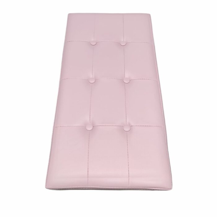 Baúl Puff pulí piel Taburete para almacenaje Plegable en Rosa, 76 x 38 x 38 cm. - Imagen 6
