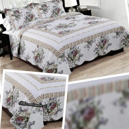 Colcha Bouti tacto algodón cubre Cama de 135 y 150cm con Dos Fundas de 50 x 70 cm de Regalo.