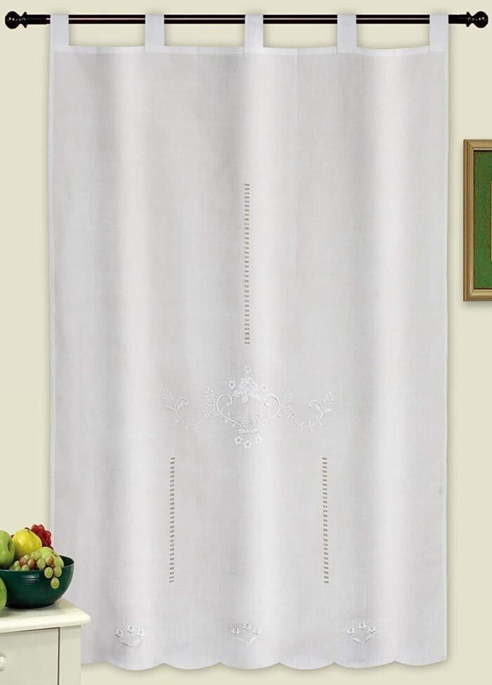 Cortina corta rústica de, baño, cocina, Habitación, bordada, clásica de la toda la vida, Bordados Florales, (R-1049 ) máxima calidad  muy duradera. - Imagen 3
