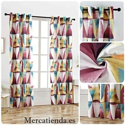 Cortinas de tela, Sala ,Comedor, Habitación Multicolor fucsia Juveniles Estampados con8 Ojales acero