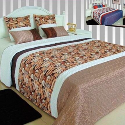 Colcha boutí beige F2550 para cama de 150 cm 240x260 cm