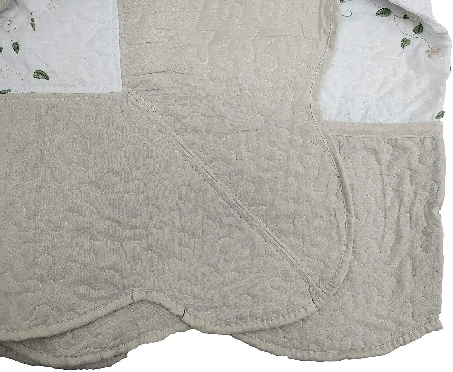 Colcha para Cama Cosida Cubrecama Bordada con Fundas para Primavera/Verano/otoño,Crema.(Y-2629) - Imagen 4
