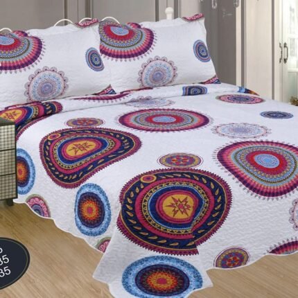 Colcha bouti cubre cama estampada cosida con Fundas de cojin 50-x-70cm para Primavera/Verano/otoño Modelo,( 2635)Azules, Granetes.