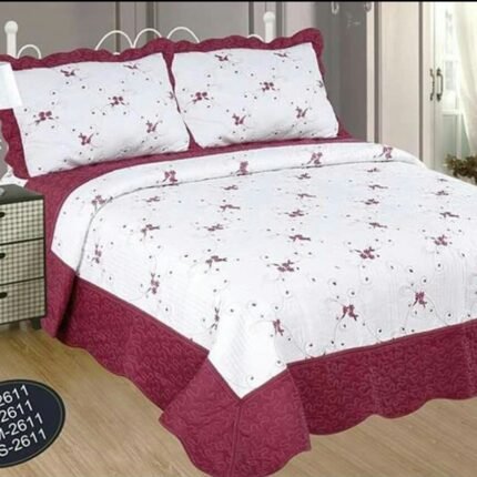 Colcha bouti Cama Cubrecama Bordada Cosida con Fundas para Primavera/Verano/otoño, (Q-2611)  Granate.