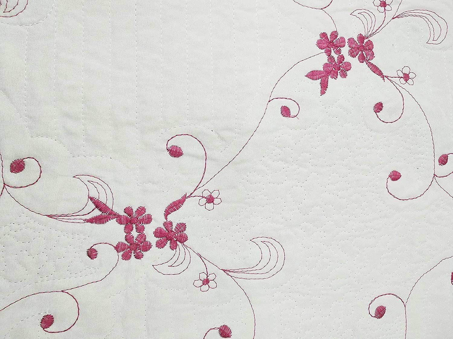 Colcha bouti Cama Cubrecama Bordada Cosida con Fundas para Primavera/Verano/otoño, (Q-2611) Granate. - Imagen 2