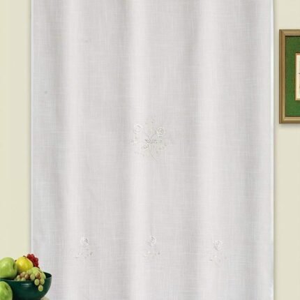 Cortina cortas de baño y cocina bordada  Modelo (1050) clásica de las de toda la vida Bordados Florales máxima calidad y muy duradera.