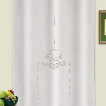 Cortina corta rusticar baño,cocina,ventanas de recibidor, habitación son visillo bordados florales ( R 1044)