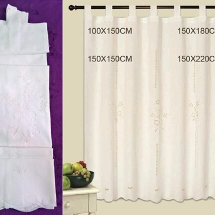 Cortina, para cocina, baño, Modelo (1020) bordada, clásica de las de toda la vida, Bordados y encaje Floral decorativo, máxima calidad y muy duradera.