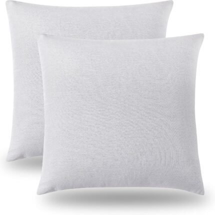 Juego de 2 Fundas de Cojines blanca perla de Lino Laminado con Cremalleras, Varios Tamaños Disponibles, Fundas para Almohadas de Alta Calidad.