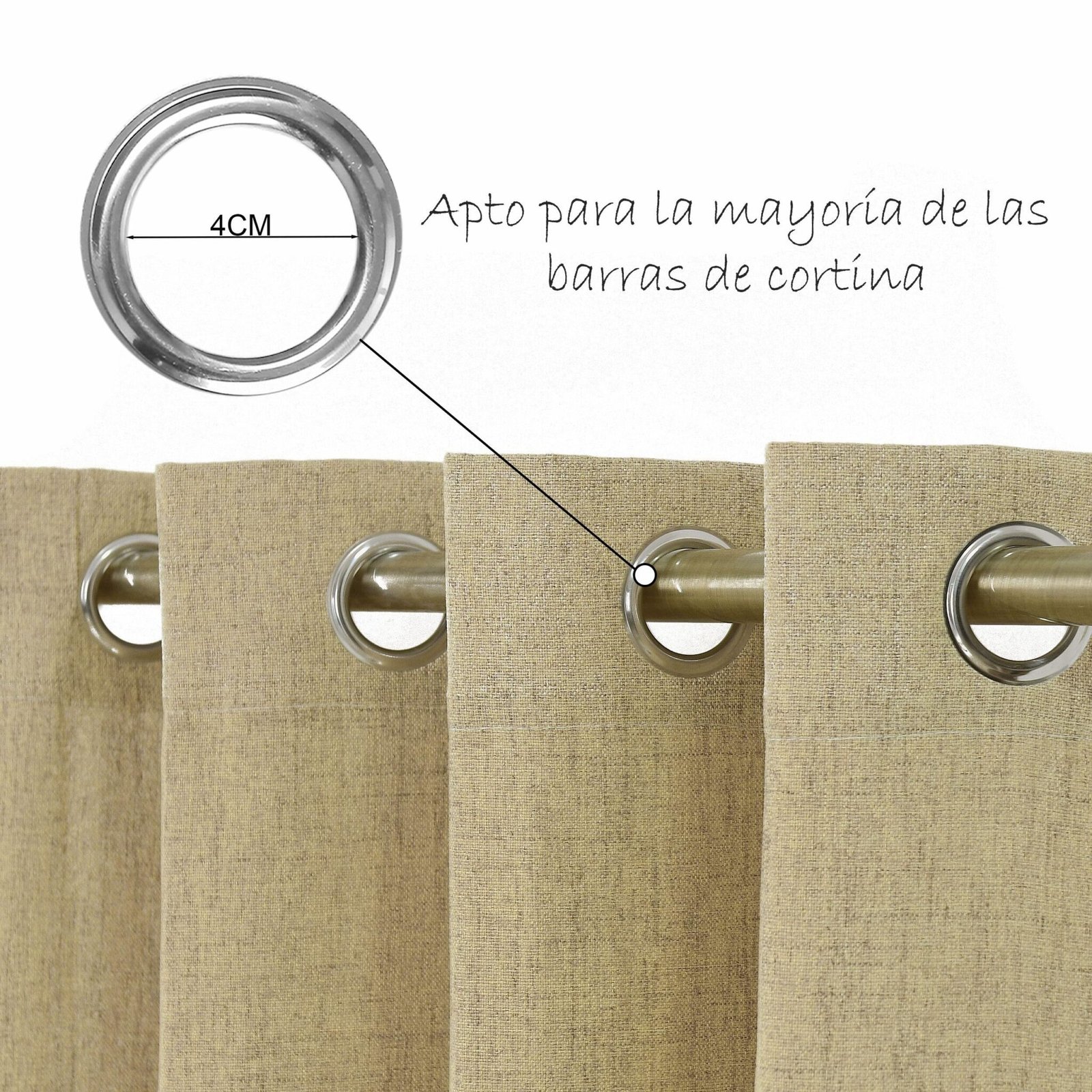 Cortinas Translúcidas Camel 140x260cm - Tacto Lino - Set de 2 para Salón y Dormitorio - Imagen 6