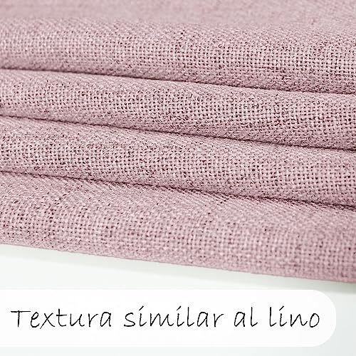 Cortinas translúcidas para salón, dormitorio 2 unidades 140x260cm - Cortina ( Rosa apagado ) tacto parecido al lino, deja pasar la luz. - Imagen 3