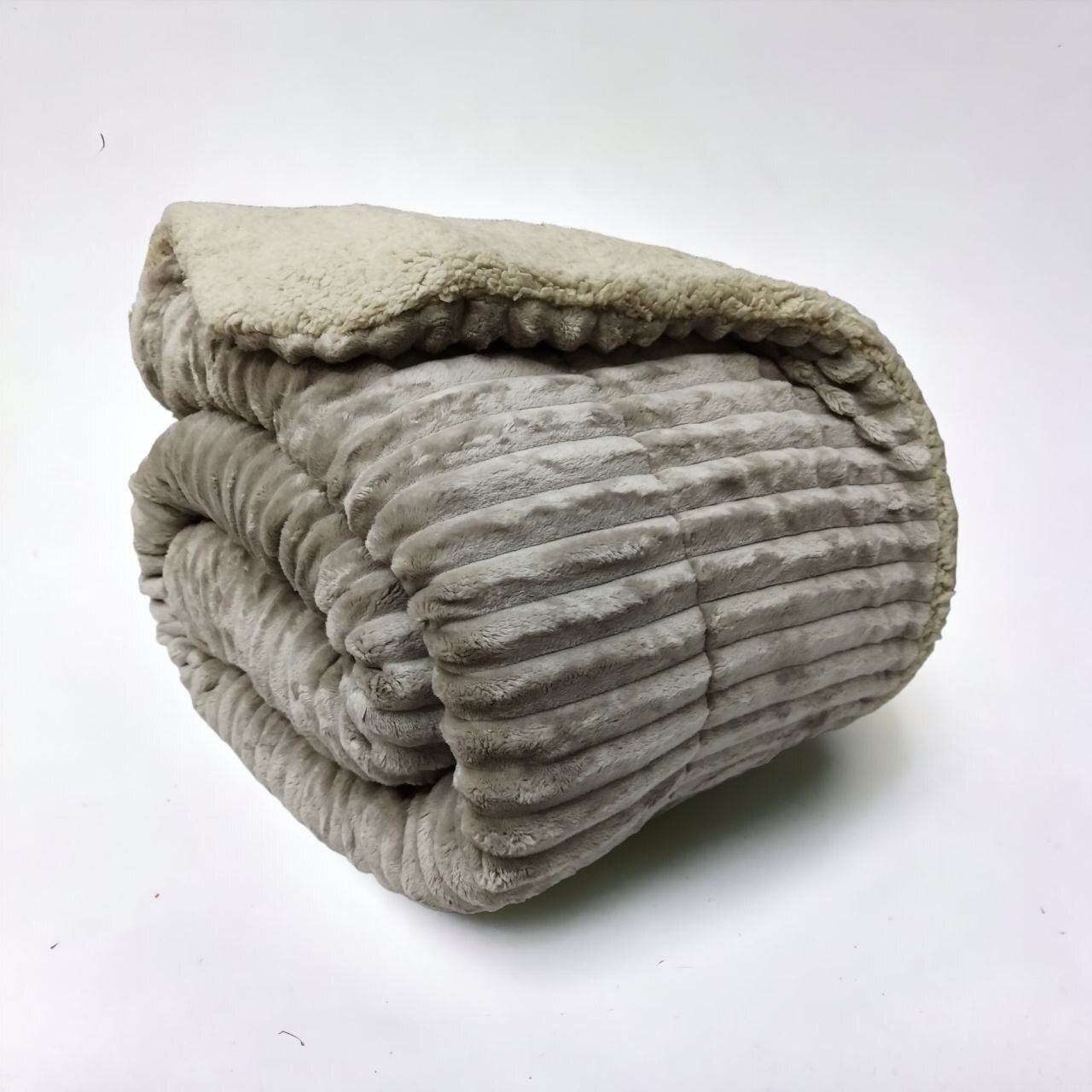 Edredón Sherpa Rayas Taupe 700 g/m² | Camas 90 a 180 cm - Imagen 3