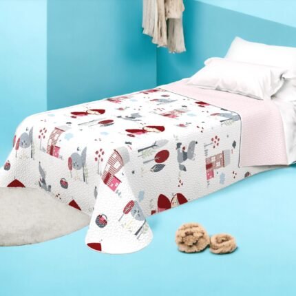 Colcha de cama Juvenil Reversible Estampada - Diseño Bosque - Para 90cm y 105cm - Económica.