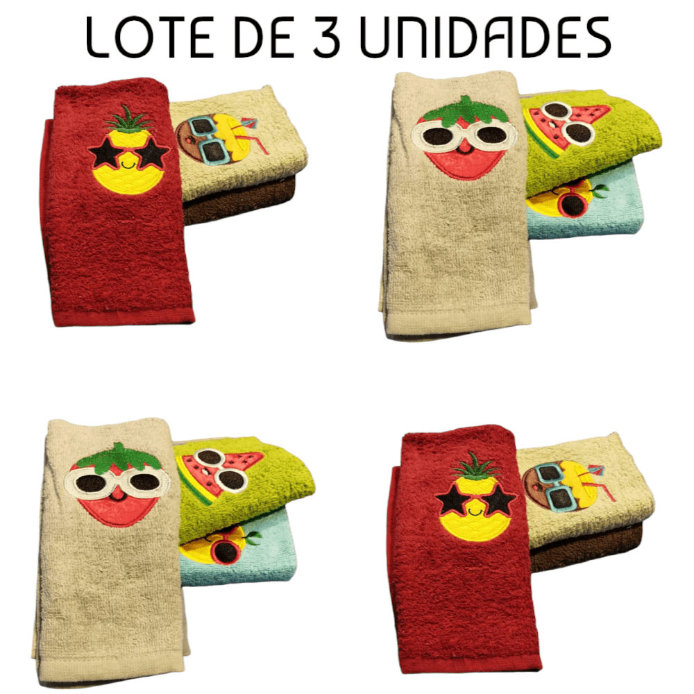 Paños de cocina bordados de frutas en tonos oscuros | Algodón 550 g - Imagen 4