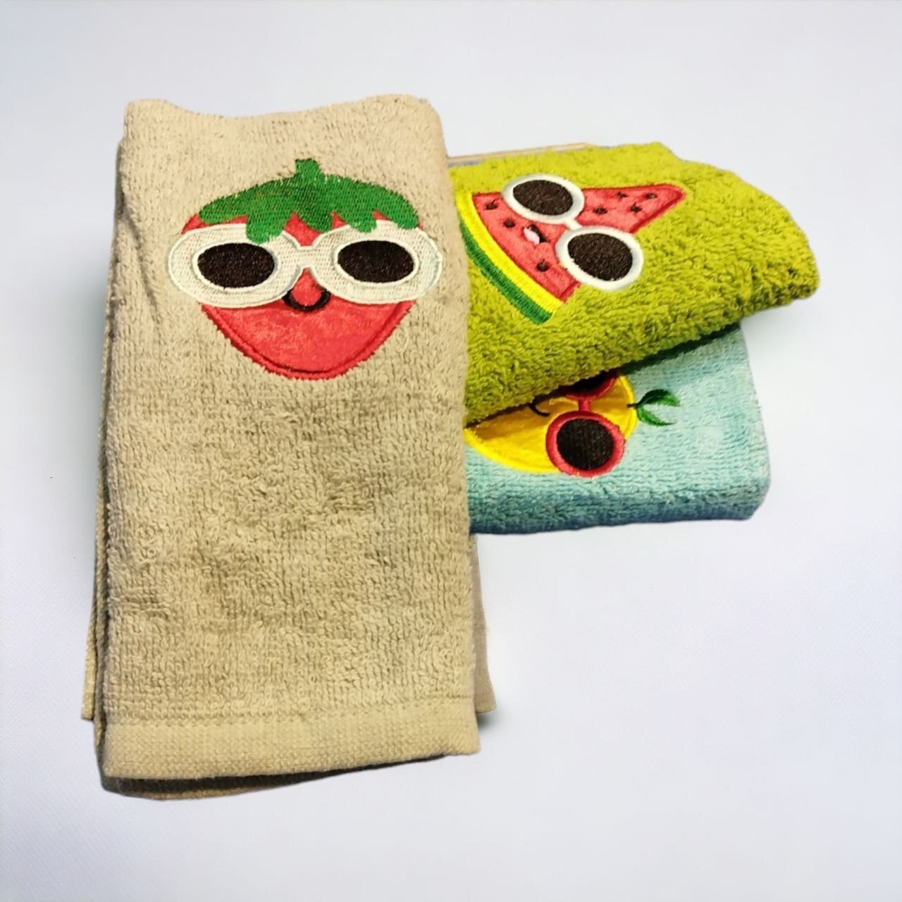 Paños de cocina bordados de frutas en tonos oscuros | Algodón 550 g - Imagen 6