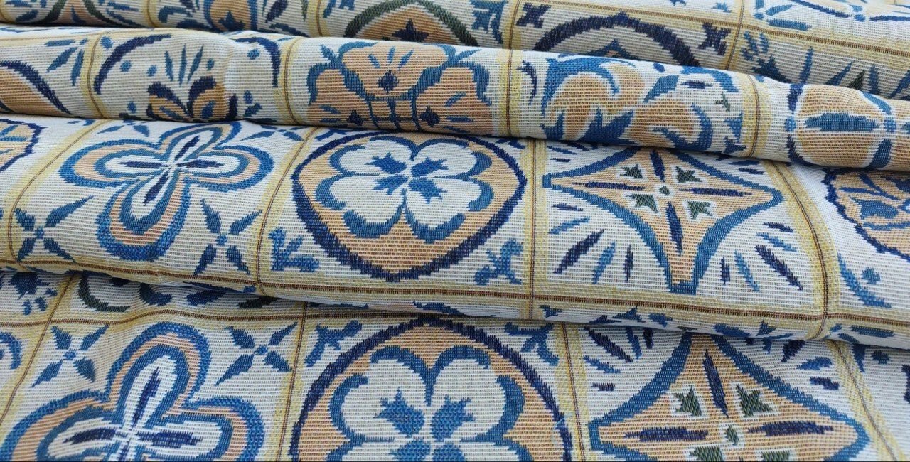 Cortina de calle Jardín Terrazo Azul 140×260 cm | Jacquard - Imagen 5