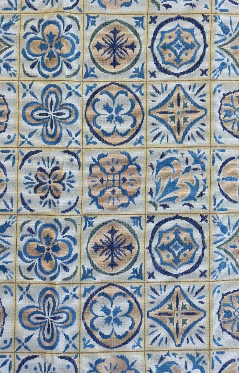 Cortina de calle Jardín Terrazo Azul 140×260 cm | Jacquard - Imagen 3